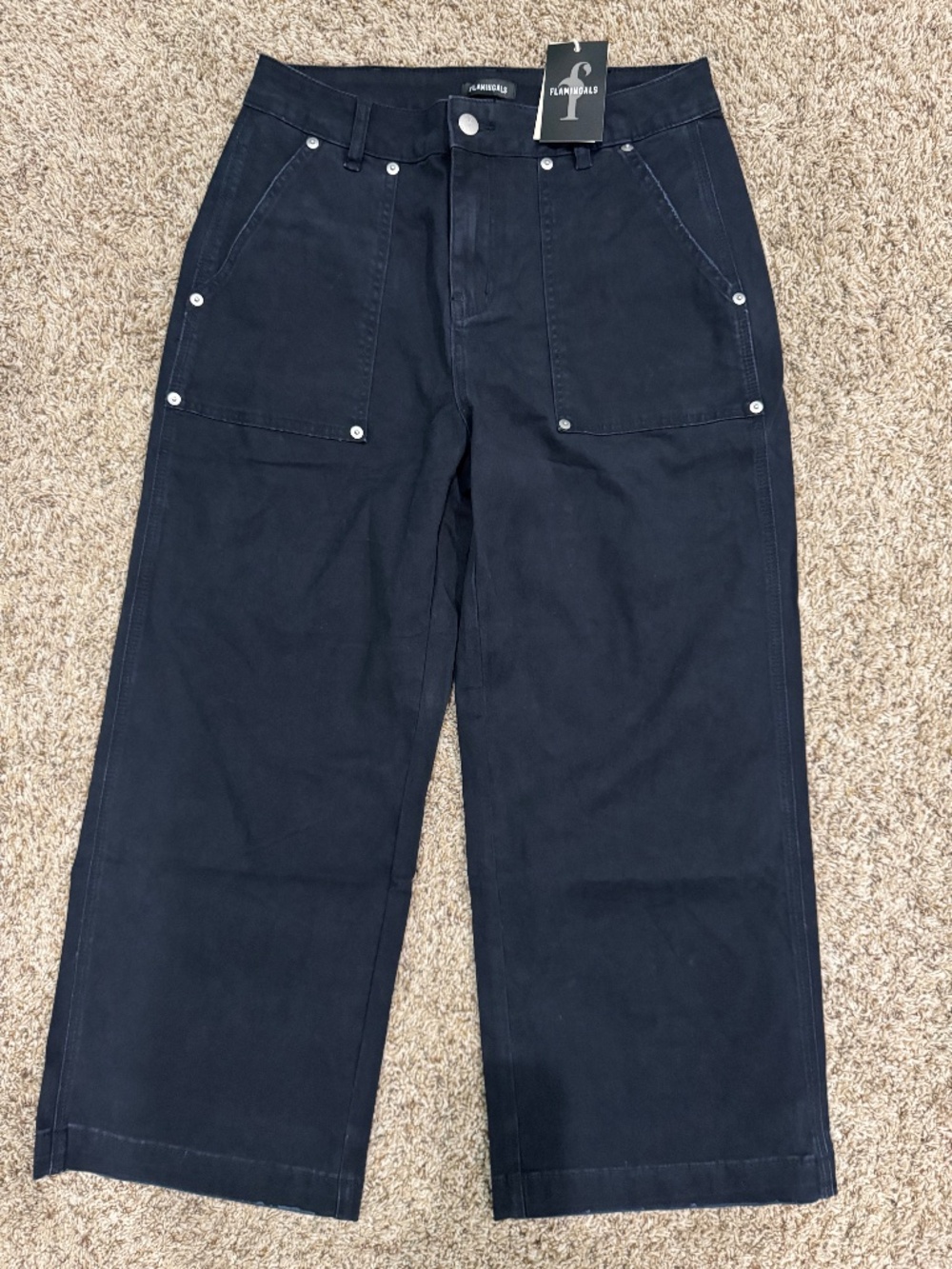 Flamingals Wide-Leg navy/black denim pants medium-NEW WITH TAGS